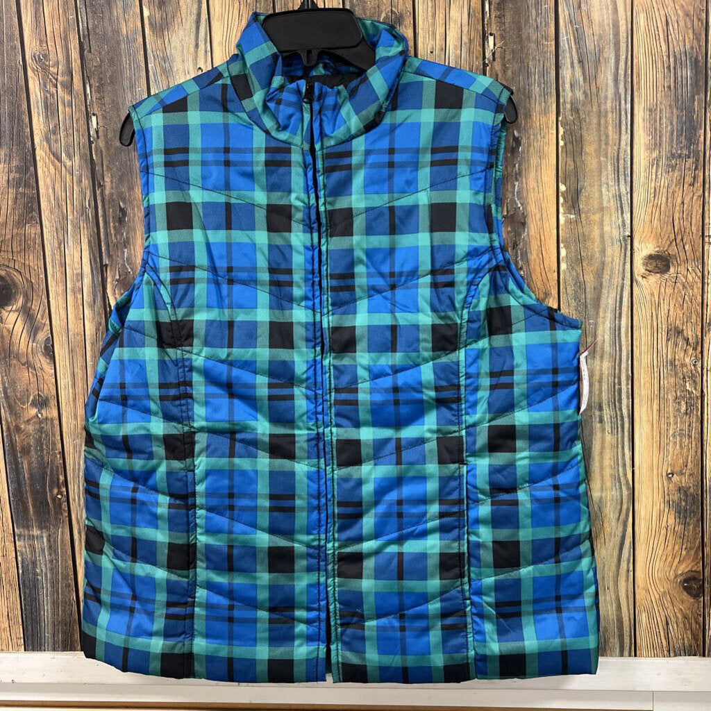Blue & Green Checkered Vest, Womens PXL