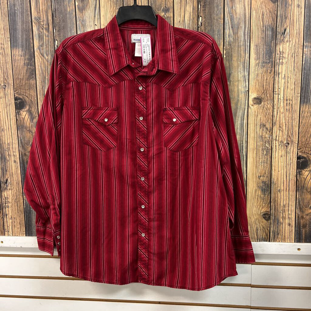 Wrangler Red Pearl Snap Top, Mens 2X