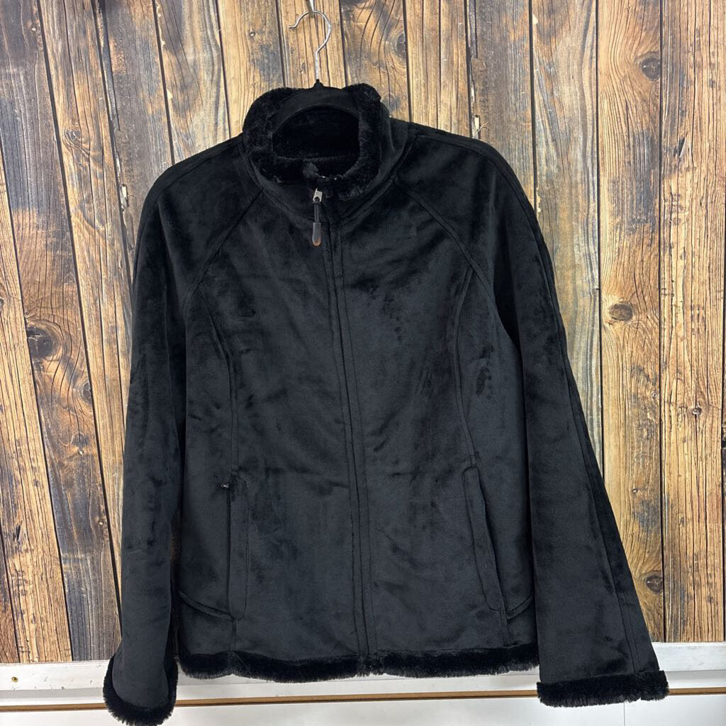 Green Tea Black Fuzzy Jacket, Womens XL