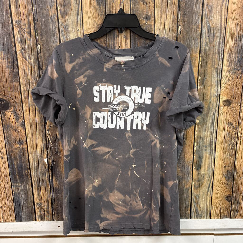 Stay True Country Distressed Shirt, Womens M
