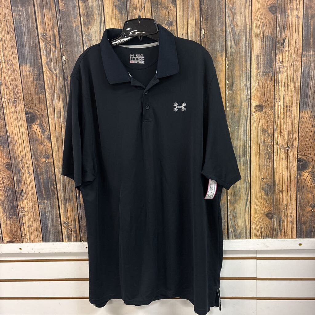 Under Armour Black Polo, Mens 2X Loose Fit