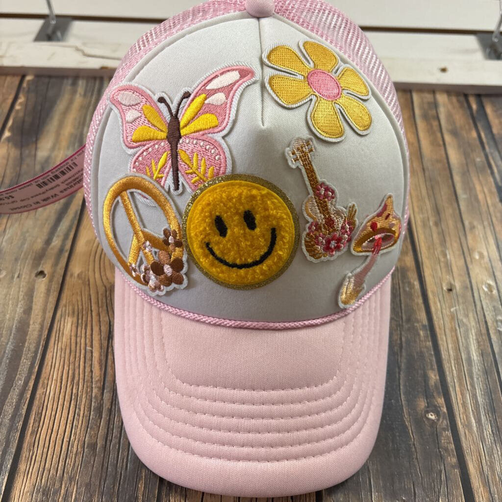 Patchwork Smiley/Peace Cap