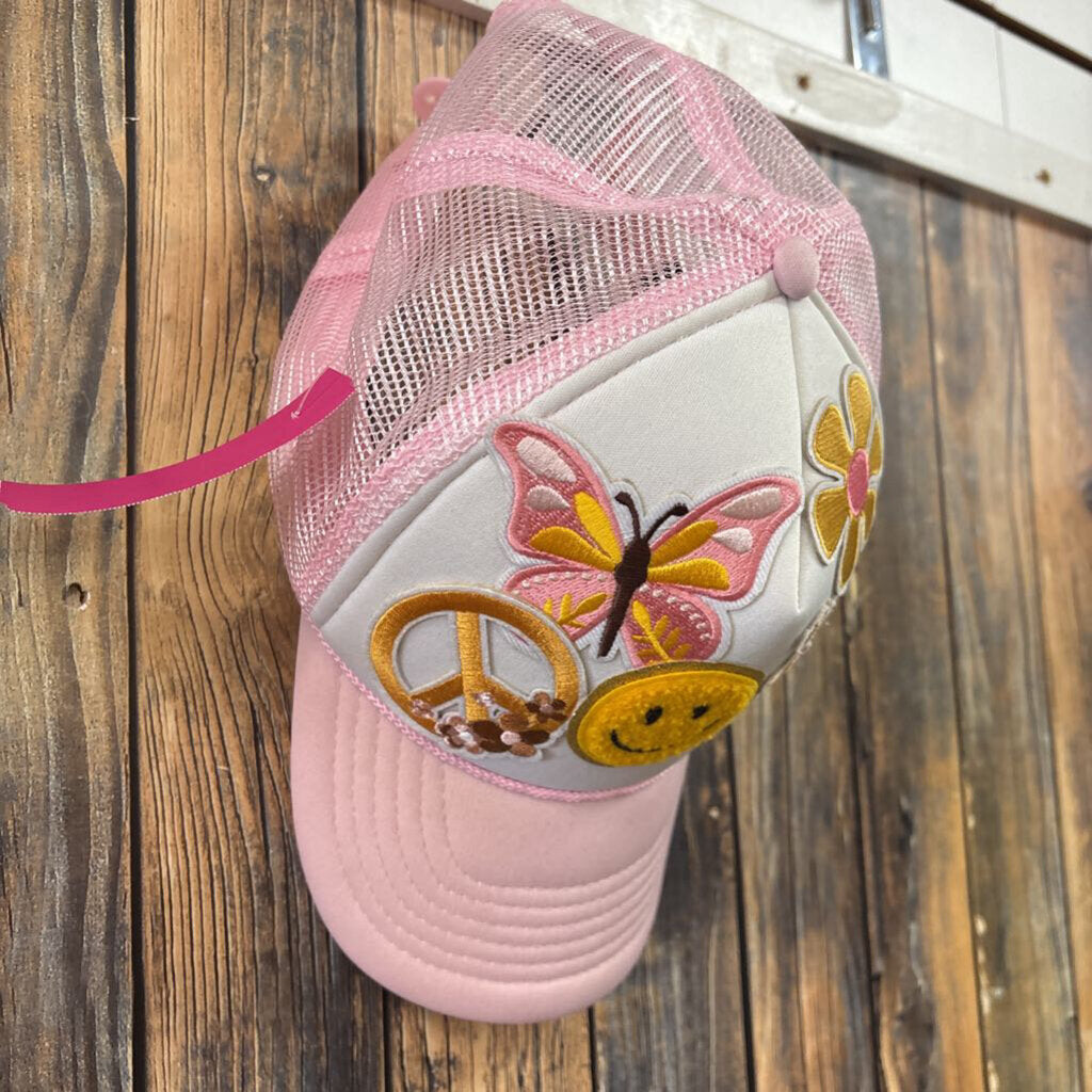 Patchwork Smiley/Peace Cap