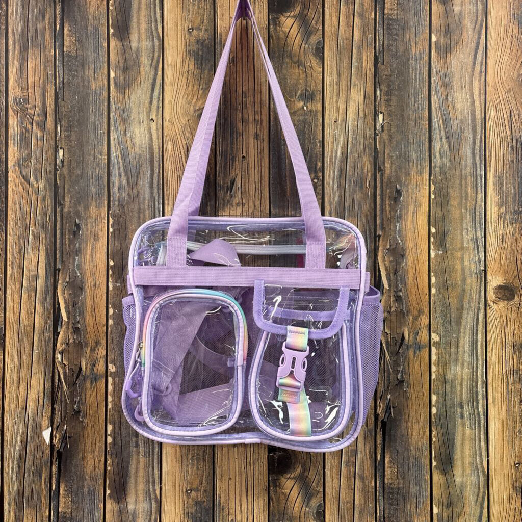 Purple Clear Travel Tote Bag - 12x11