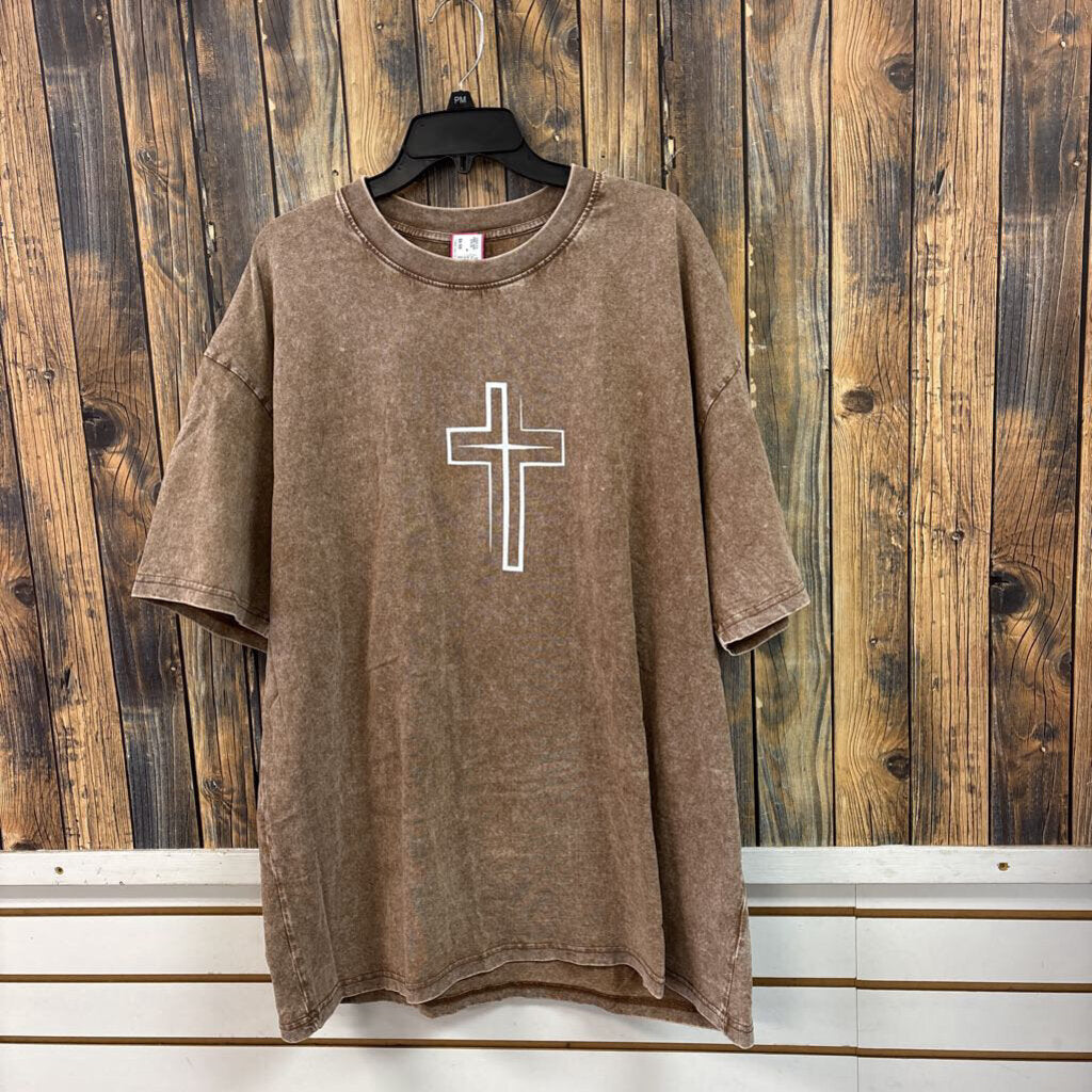 Brown Acid Wash Kingdom of God Tee, Adult 2X