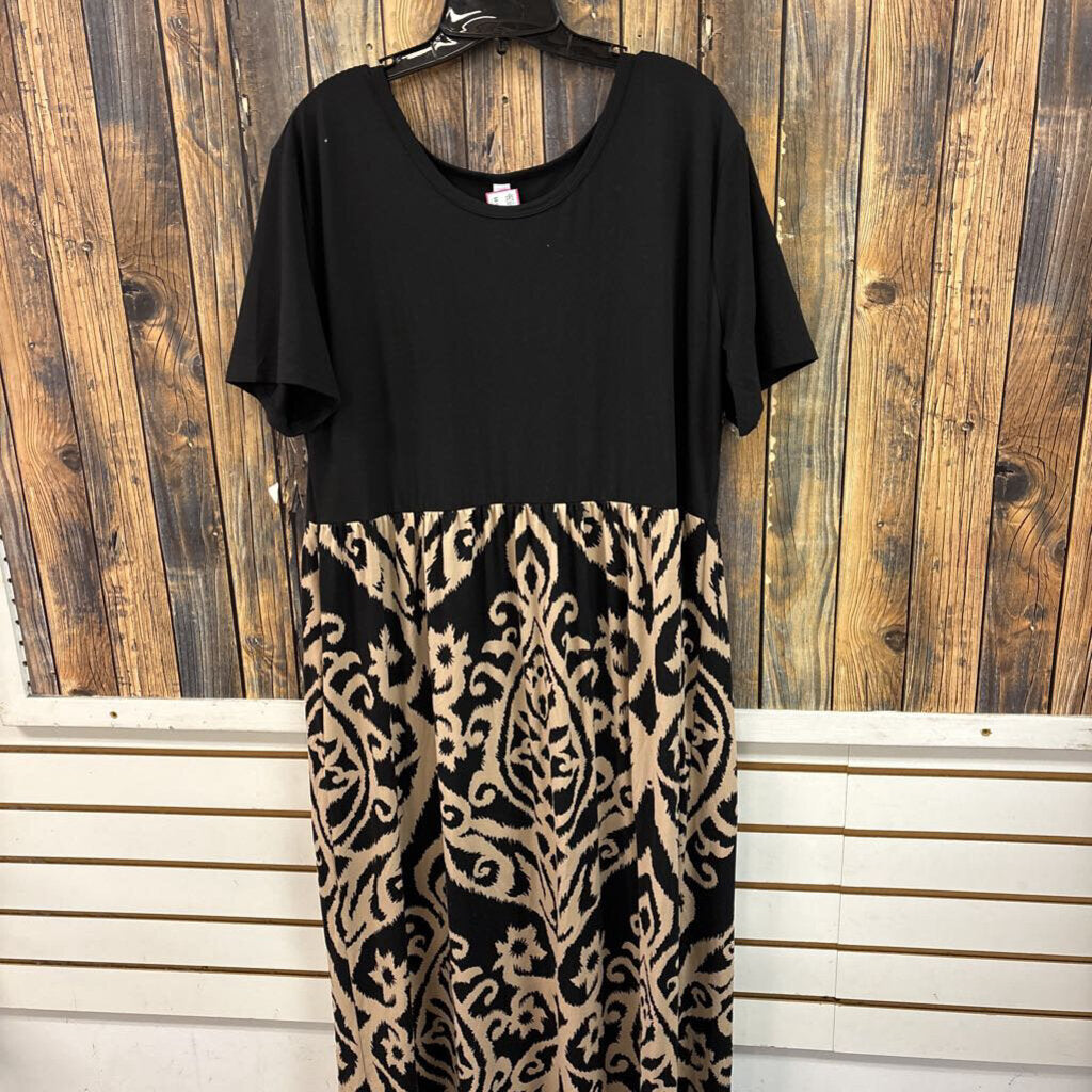 Buttery Soft Black/Tan Dress, Womens 3X