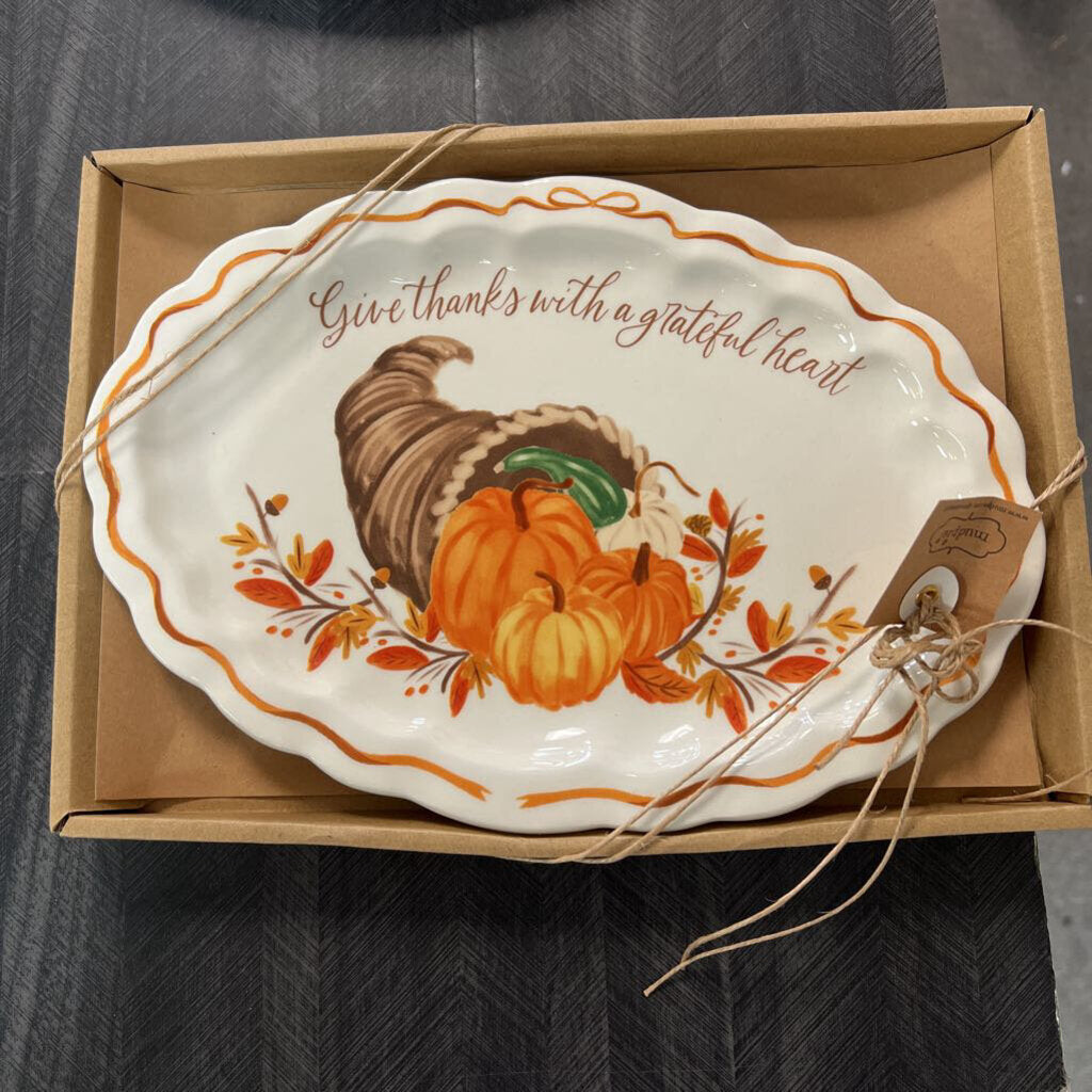 Mud Pie Give Thanks Serving Tray - 10x7