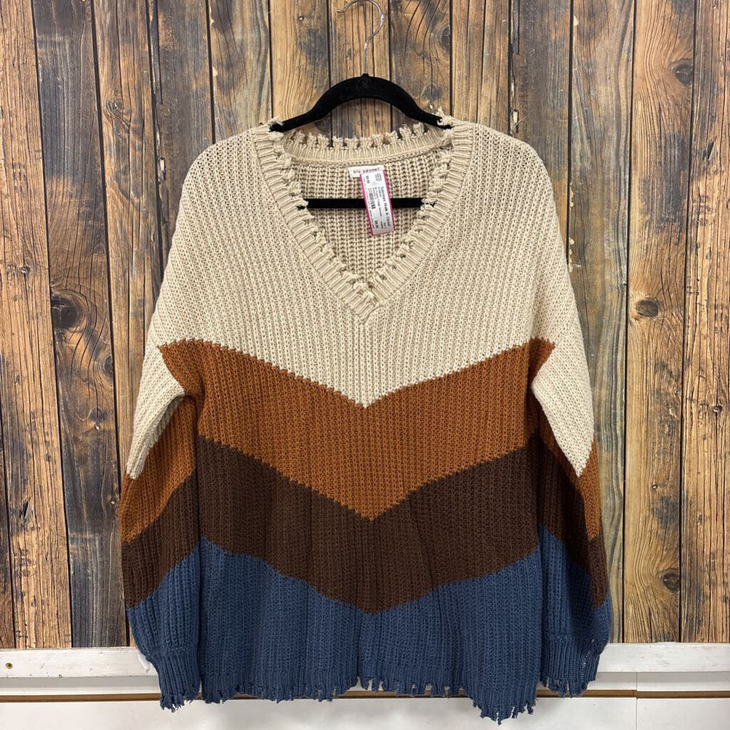 Blu Pepper Fringe Sweater, Womens S