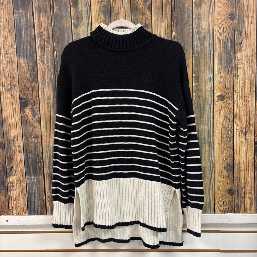 Blu Pepper Black/White Striped Sweater, Womens S