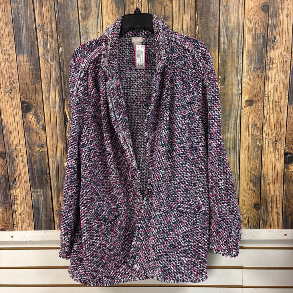 Chicos Purple Houndstooth Coat, Womens 3