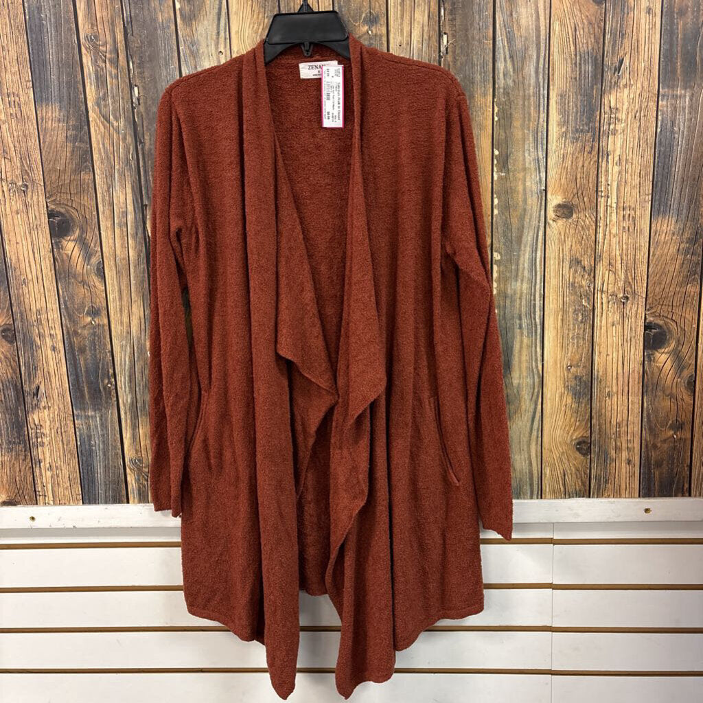 Zenana Soft Rust Cardigan, Womens S