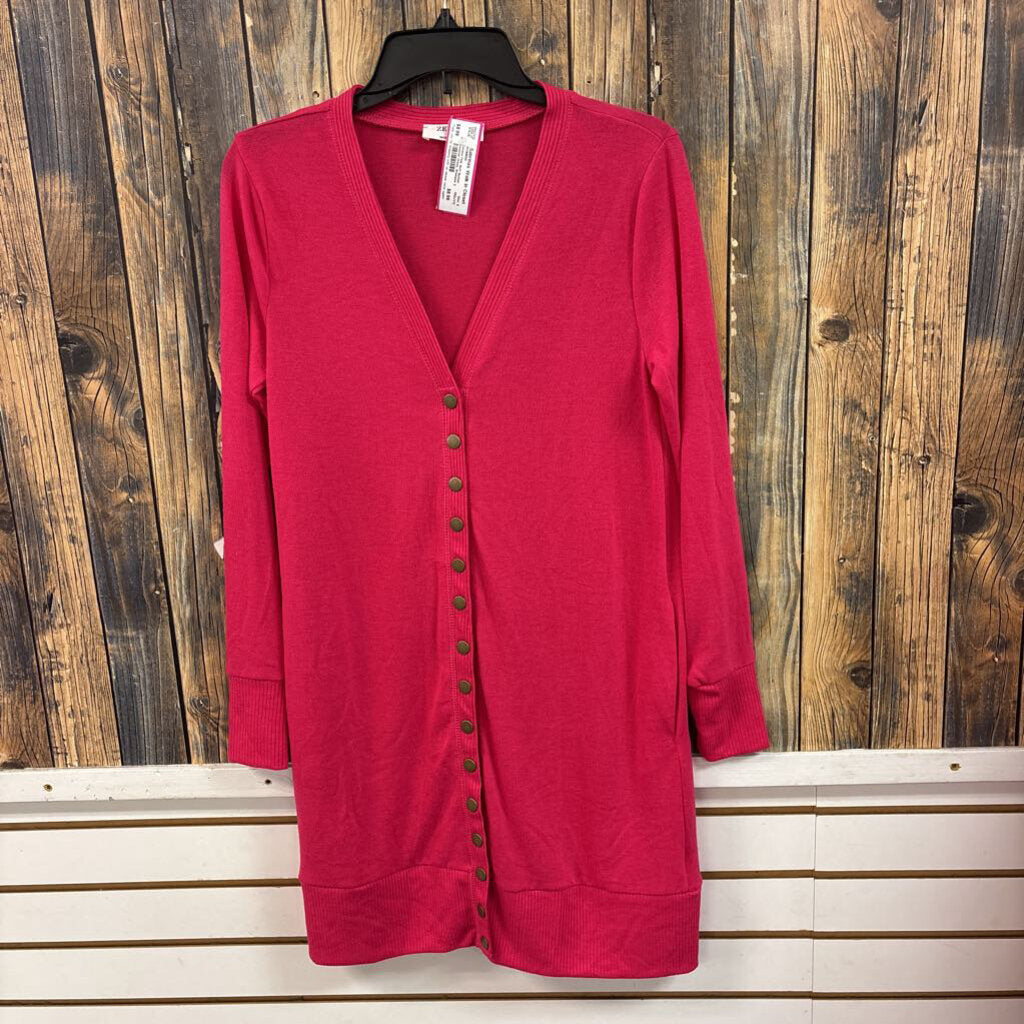 Zenana Pink Soft Button Sweater Dress, Womens S