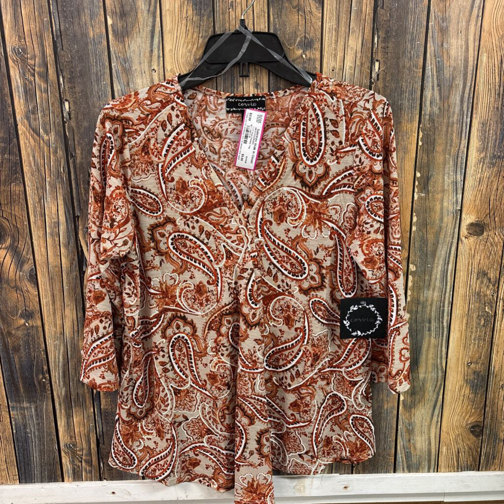 NWT Rust Paisley Top, Women's M