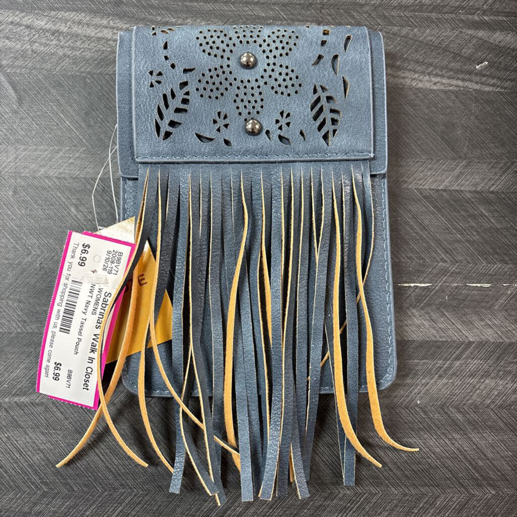 NWT Navy Tassel Pouch