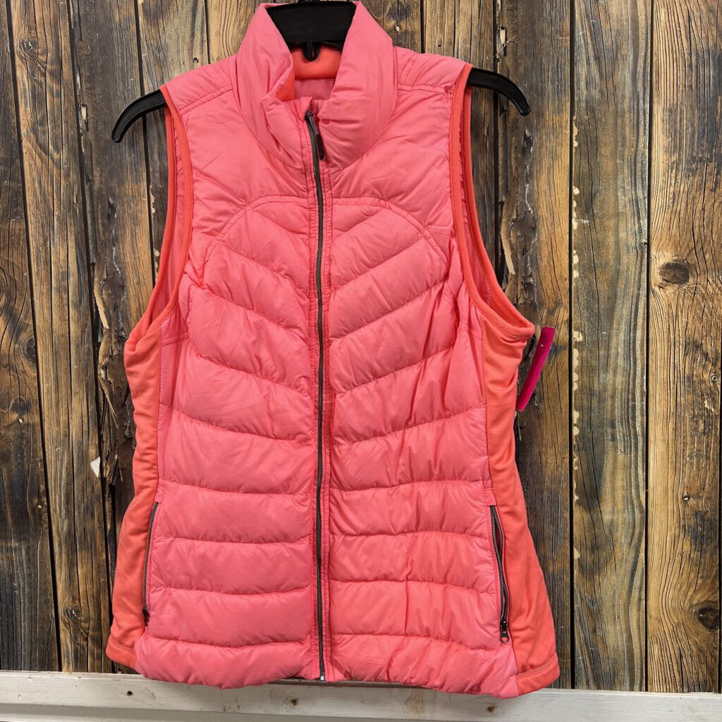 Tangerine Pink Puffer Vest, Womens M