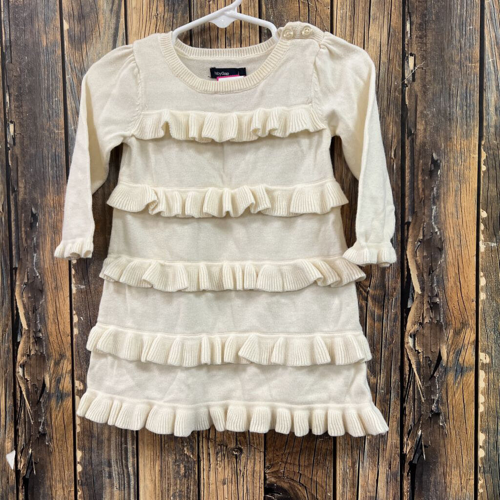 Baby Gap White Ruffle Sweater, Girls 6-12M
