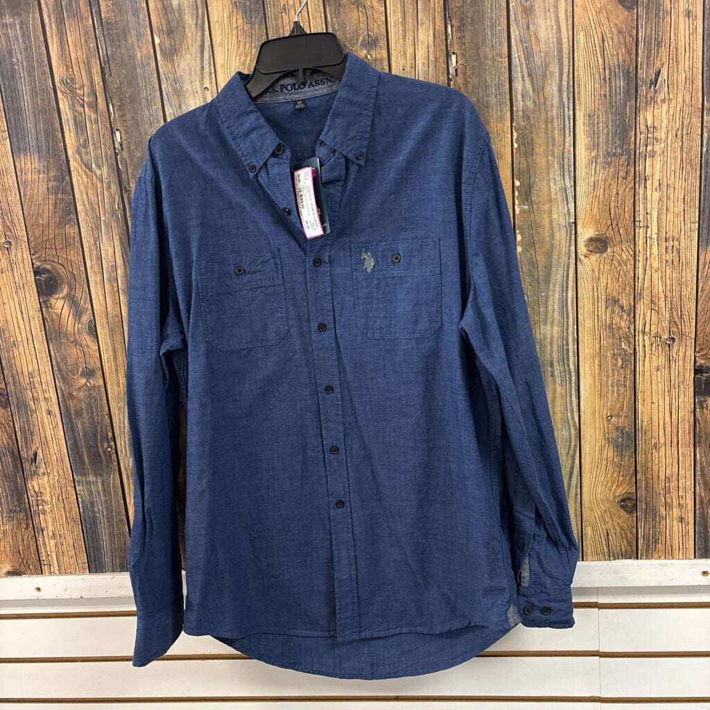 NWT Polo Blue Button Up, Mens M