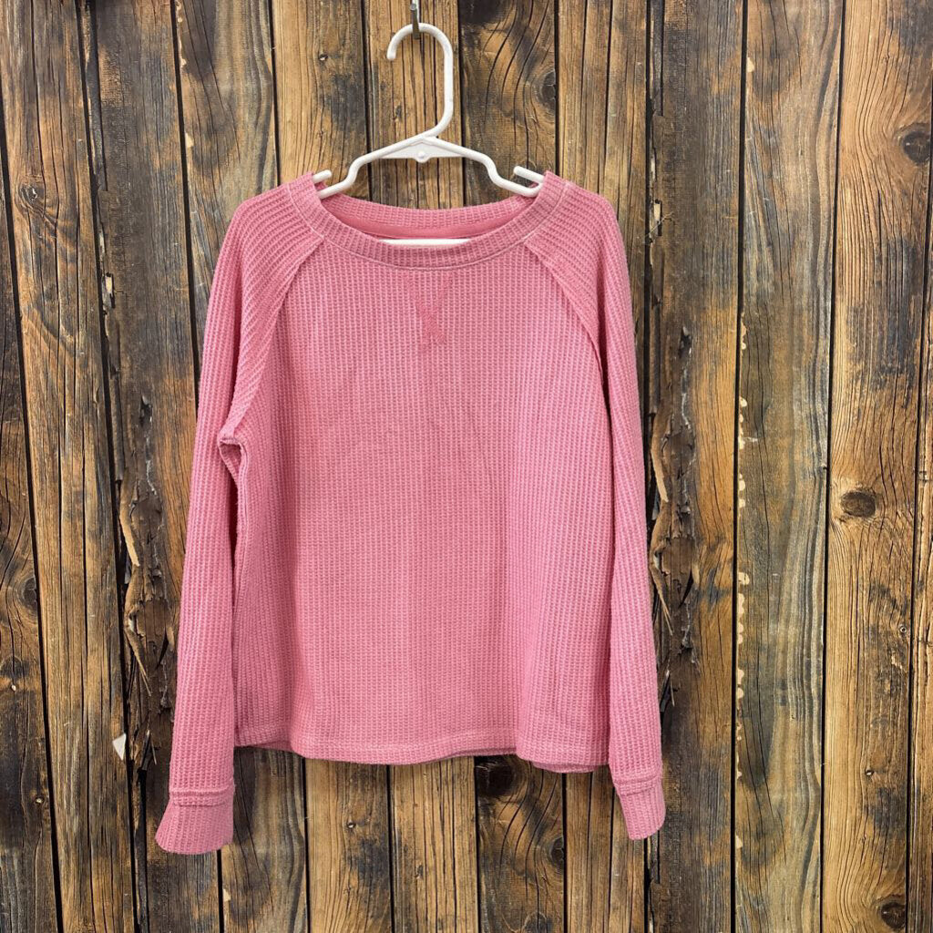 NWT Cat & Jack Pink Waffle Knit Top, Girls 6/7