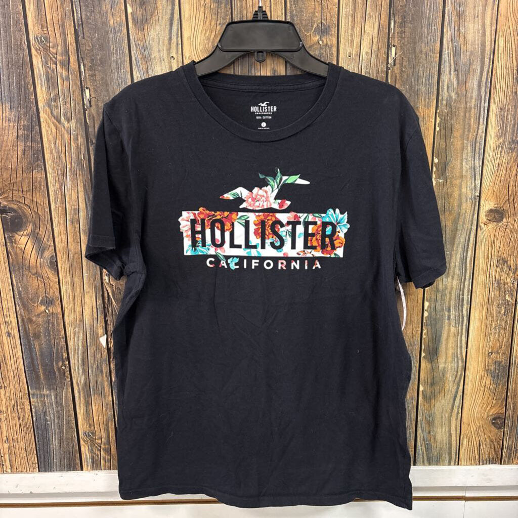 Hollister Black Floral Tee, Mens L