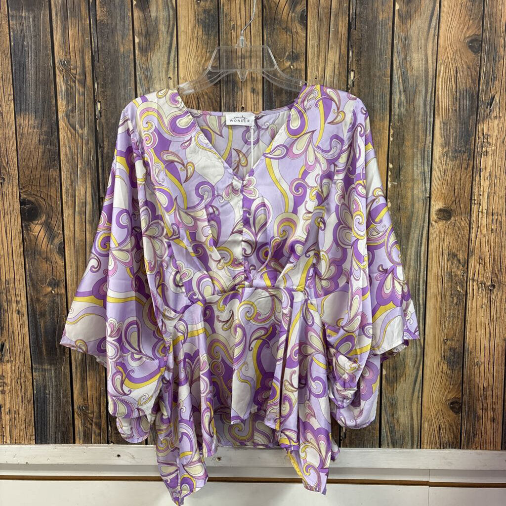 NWT Emily Wonder Purple Silky Top, Womens L