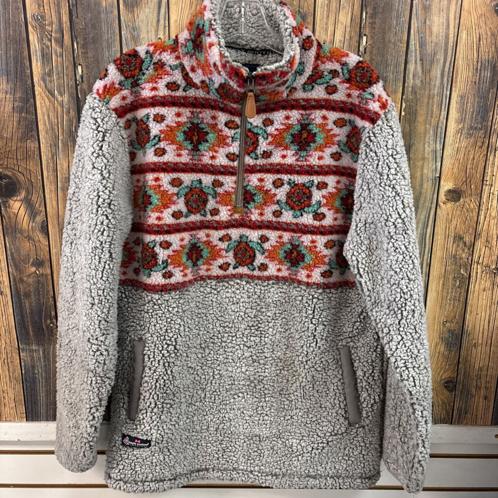 Simply Southern Aztec Fuzzy Pullover, Womens M