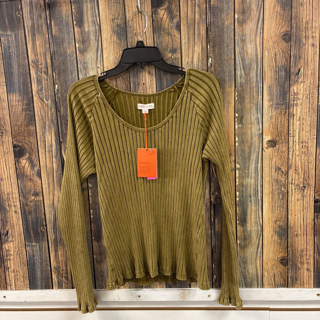 NWT Knox Rose Fall Gold Ribbed Top, Womens L