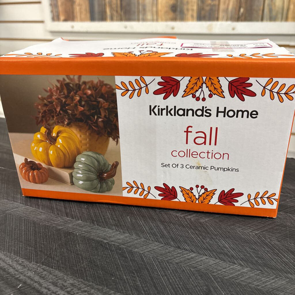3 PC Kirklands Pumpkin Decor - NO SHIP