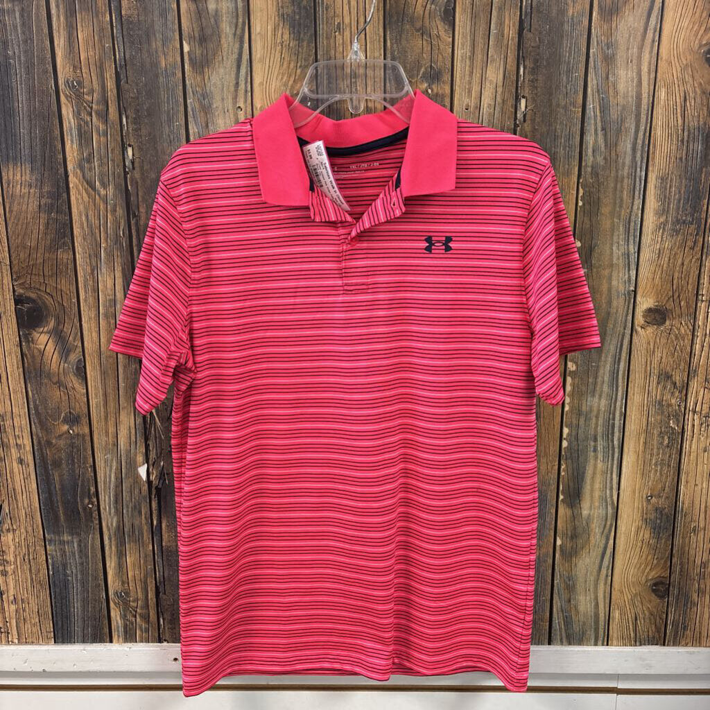 Under Armour Pink Stripe Polo, Boys YXL