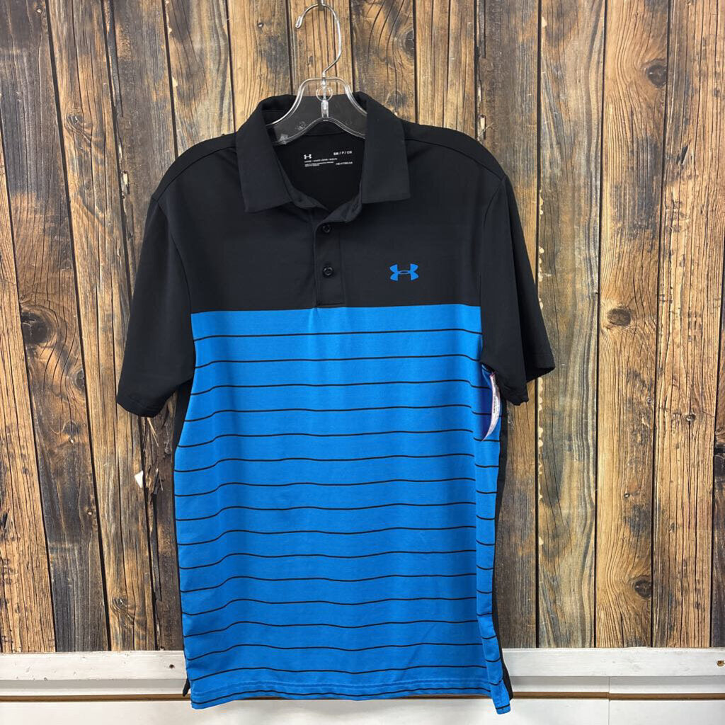 Under Armour Blue Stripe Polo, Mens S