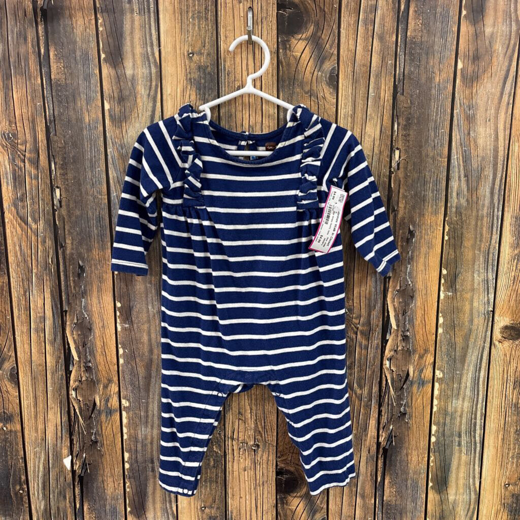 Tea Blue Stripe Outfit, Girls 6/9M