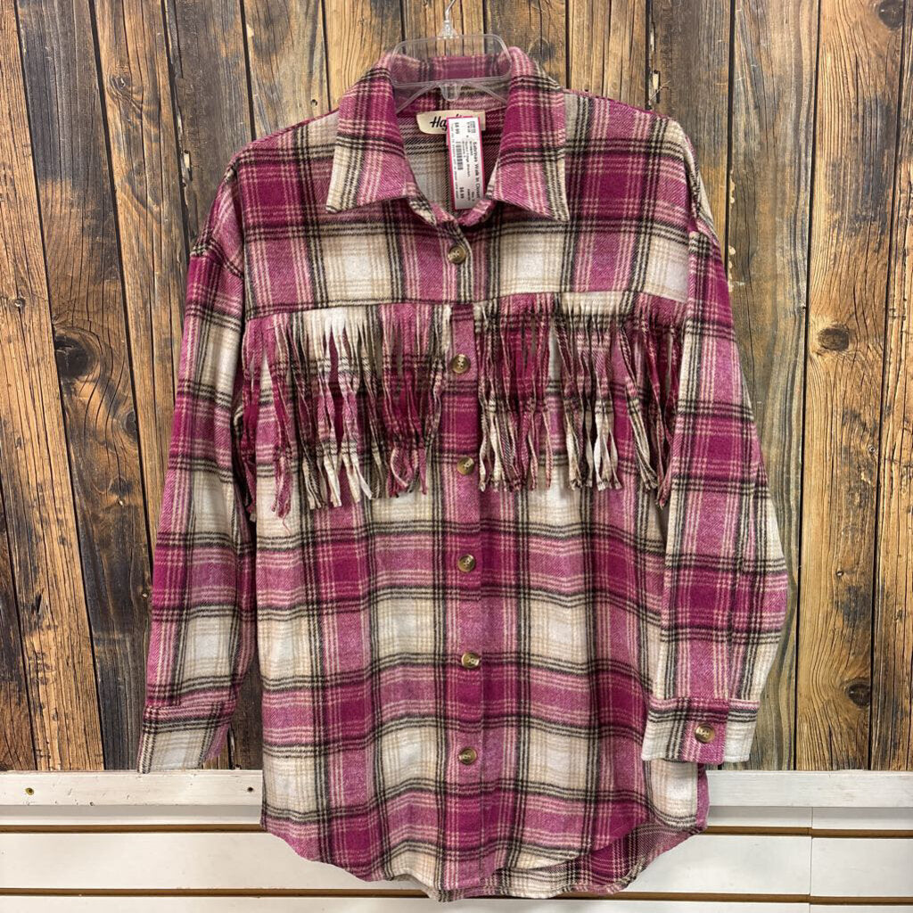 Haptics Fringe Shacket, Womens S