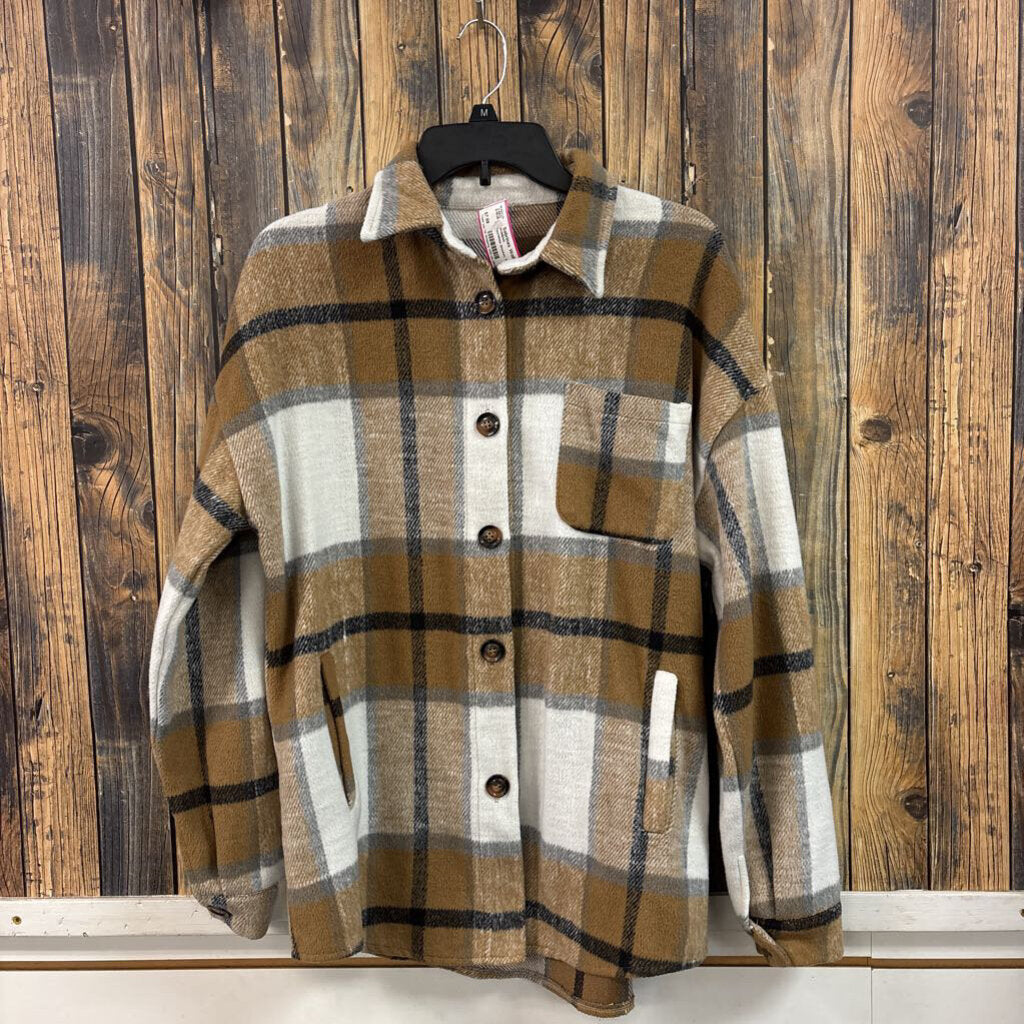 Tan/White Shacket, Womens L