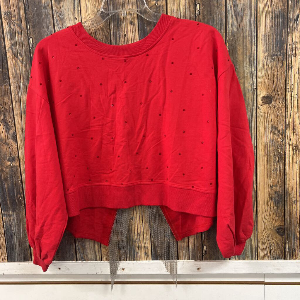 NWT Red Fringe/Rhinestone Top, Womens S