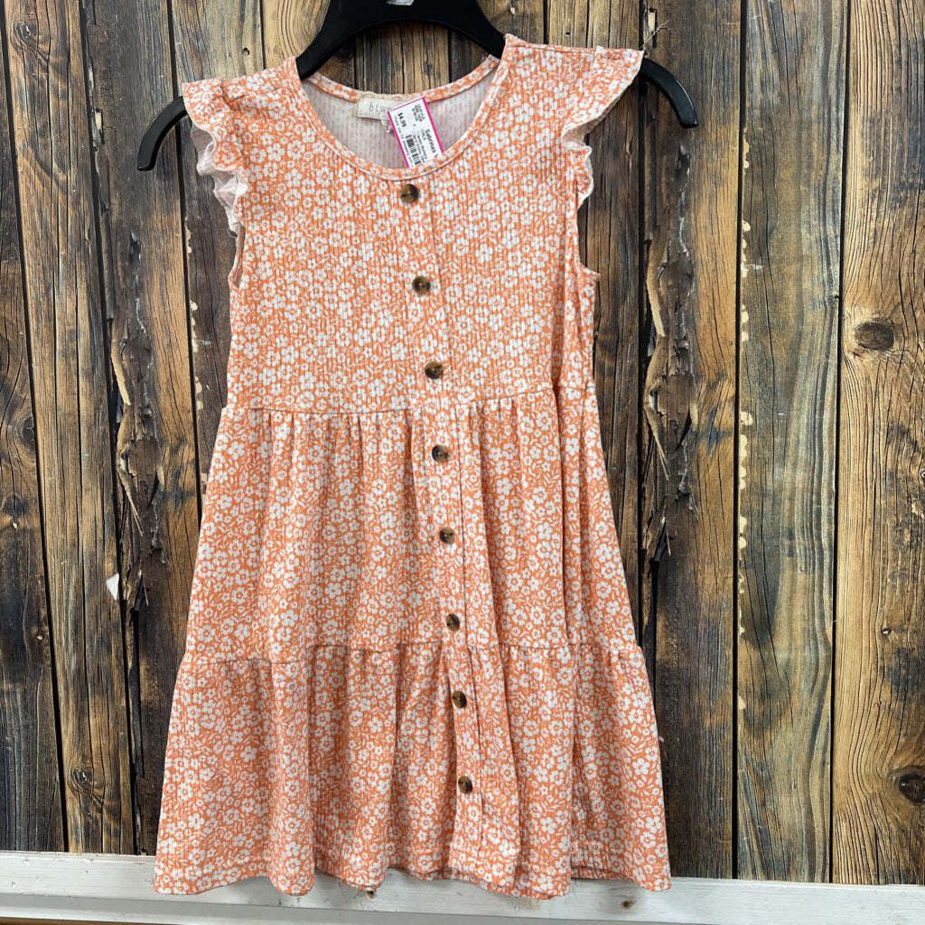 Btween Buttery Soft Orange Floral Dress, Girls 8