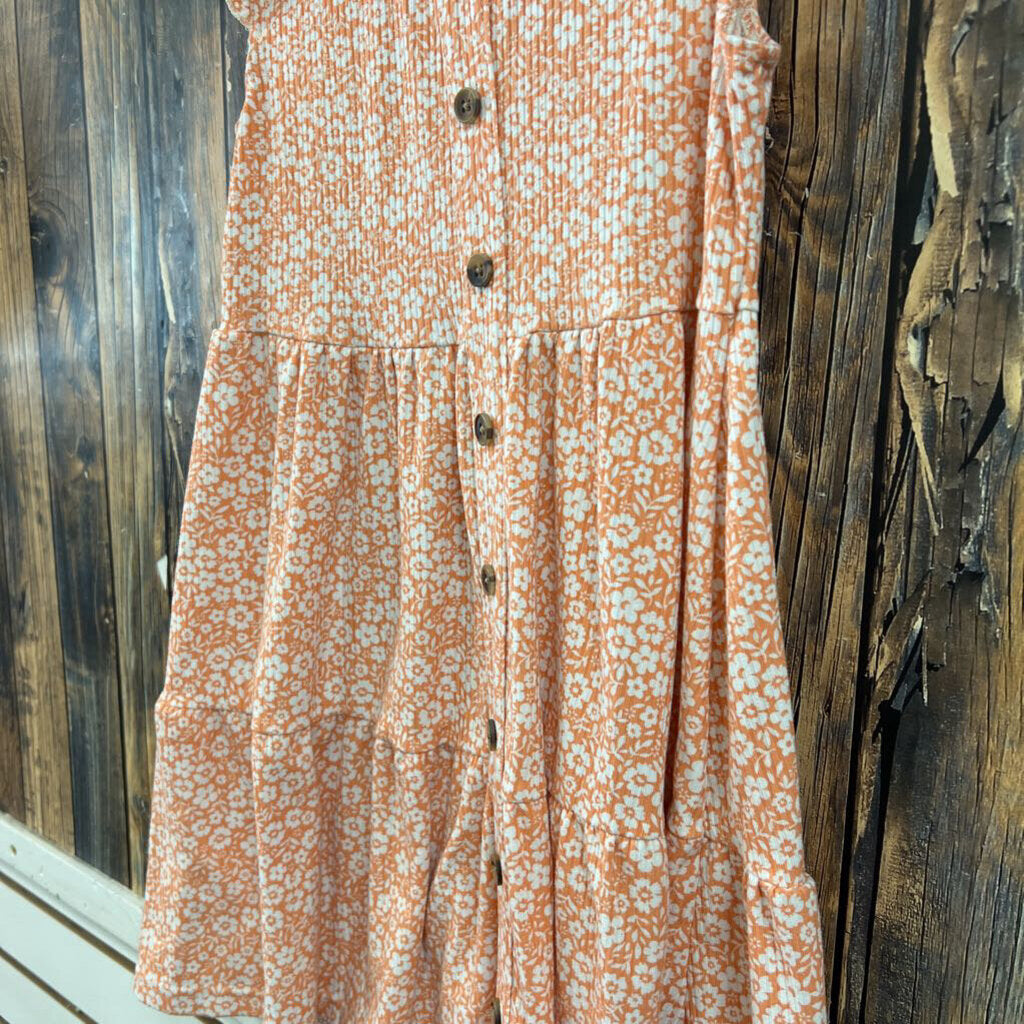 Btween Buttery Soft Orange Floral Dress, Girls 8