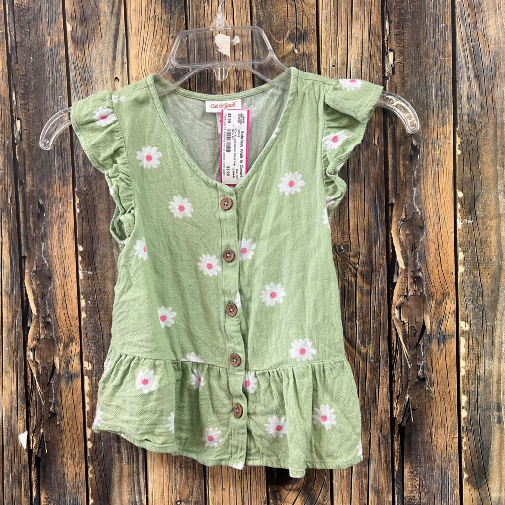 Cat & Jack Green Floral Top, Girls 6/7