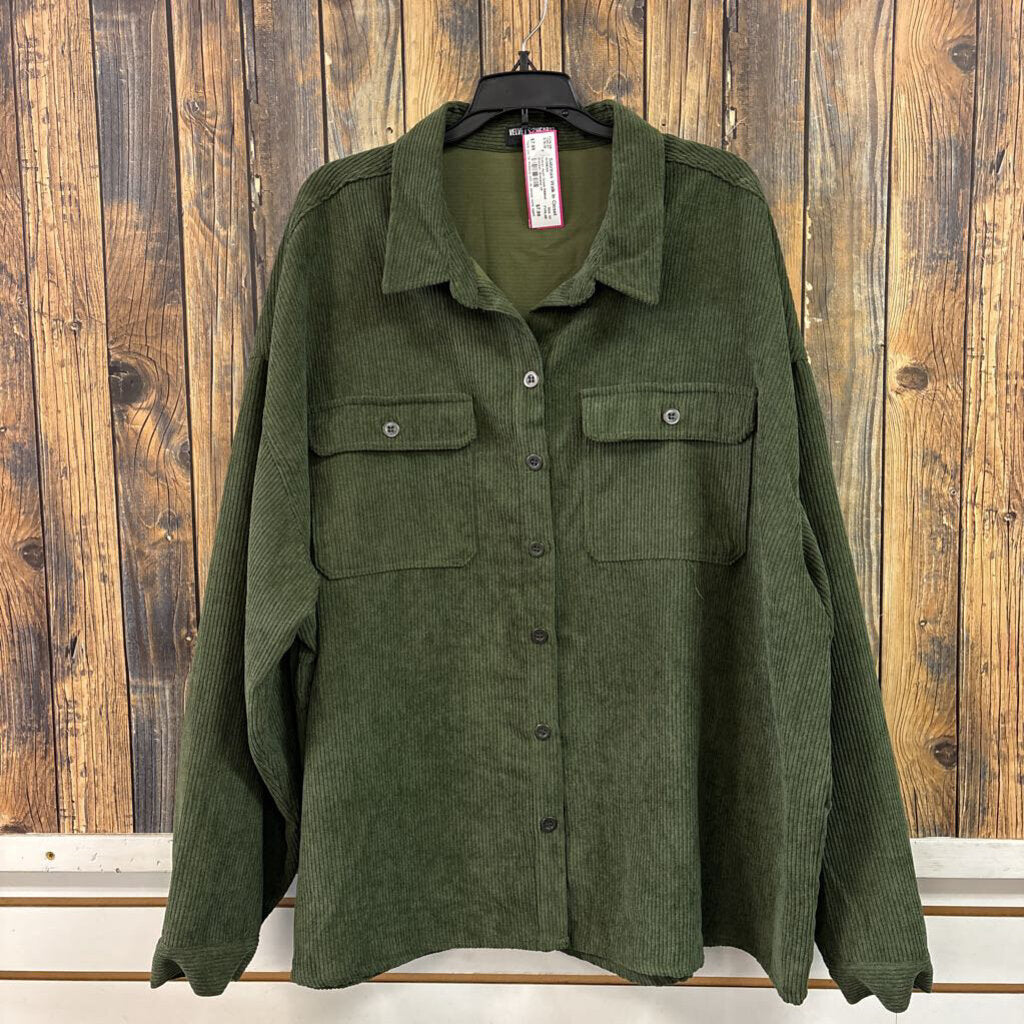 Velvet Heart Green Ribbed Shacket, Womens 3X