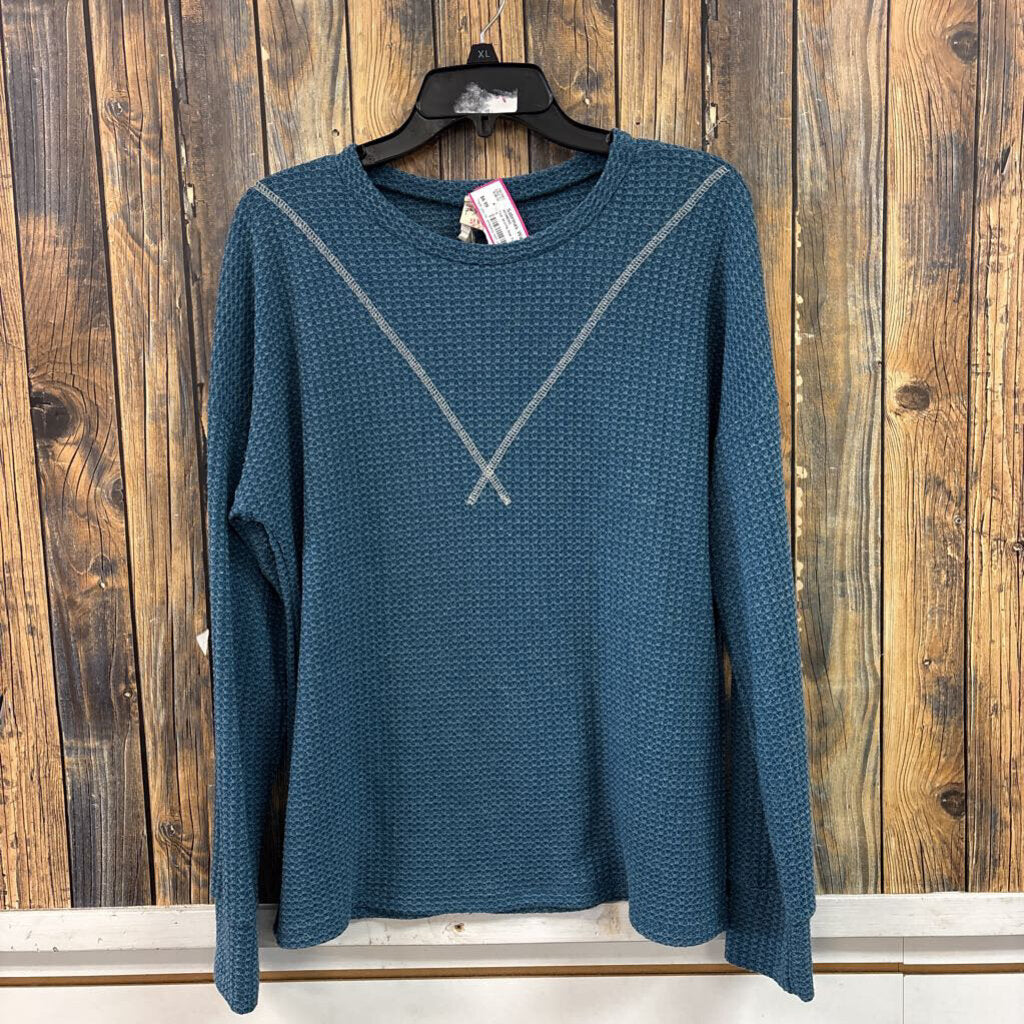 Teal Waffle Knit Top, Womens S