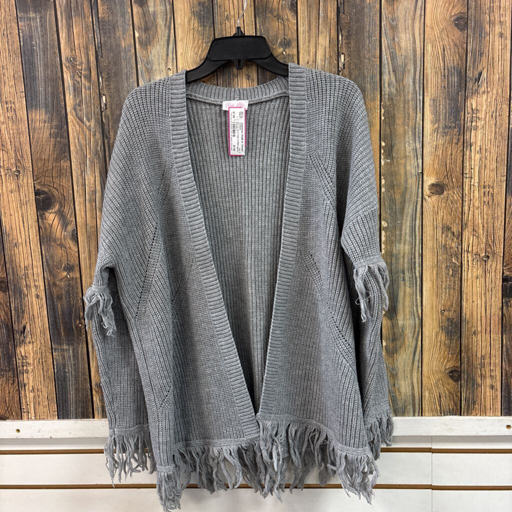 Pink Lily Grey Fringe Cardigan, Womens S