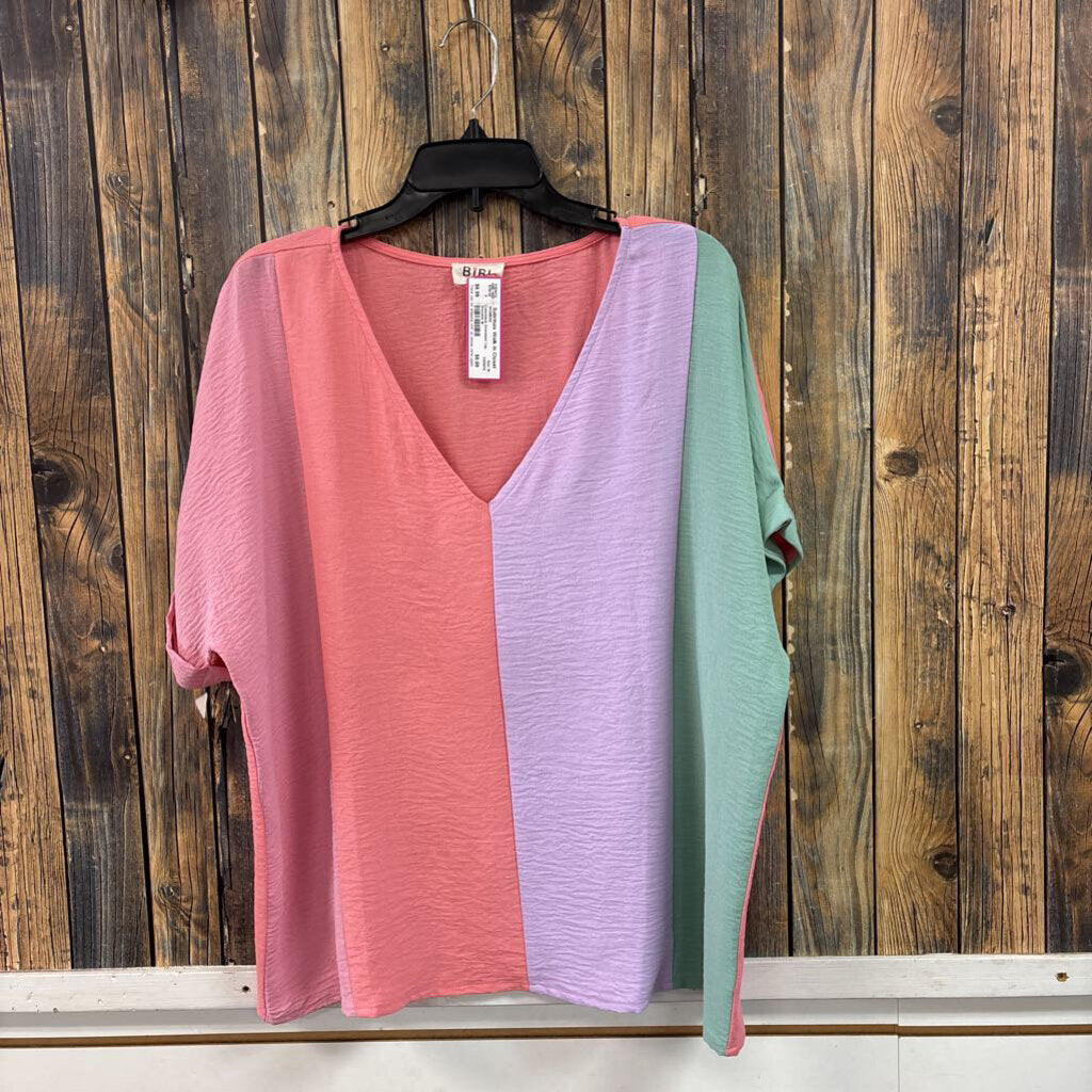 Colorblock Oversized Top, Womens M
