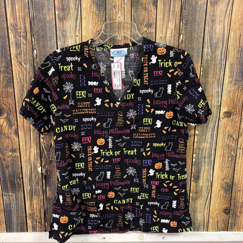 Halloween Scrub Top (1), Womens S