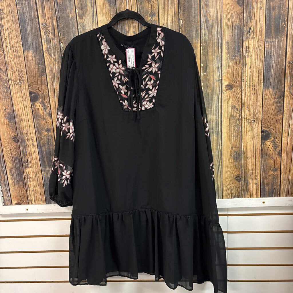NWT Black Floral Dress, Womens 3X