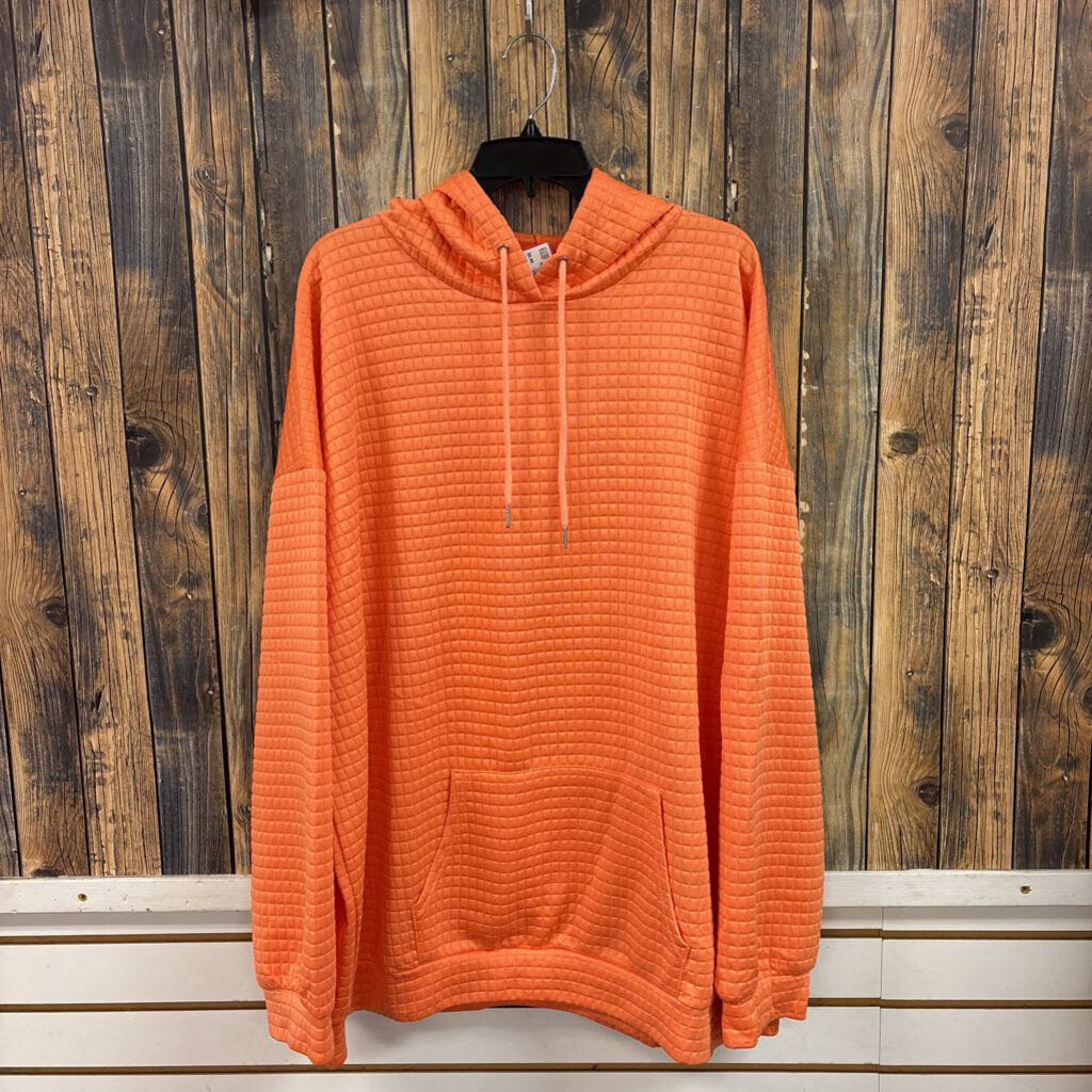 Orange Checkered Hoodie, Women's 4XL