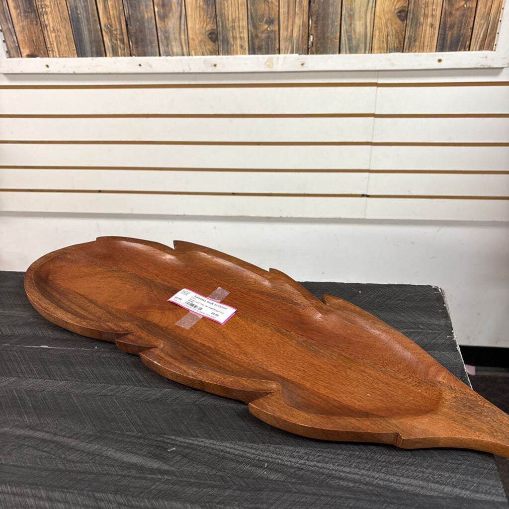 Wood Leaf Tray, No Shipping 26x8in