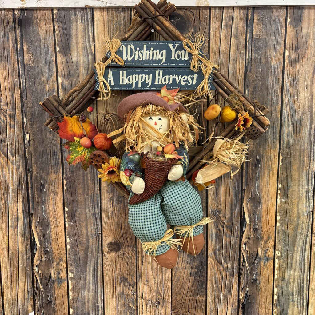 Happy Harvest Wreath - NO SHIP - 18x16