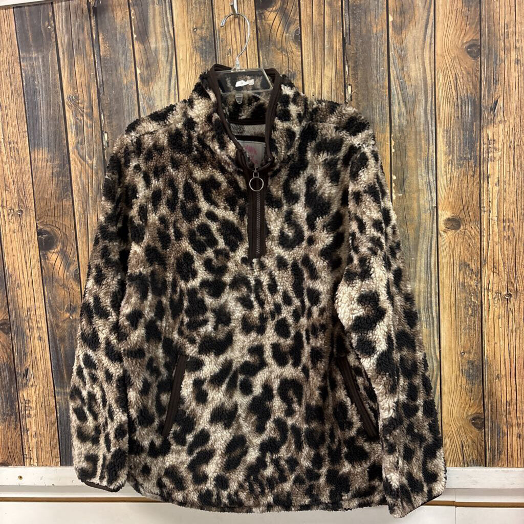 Cozy Sherpa Animal Print Pullover, Womens XL