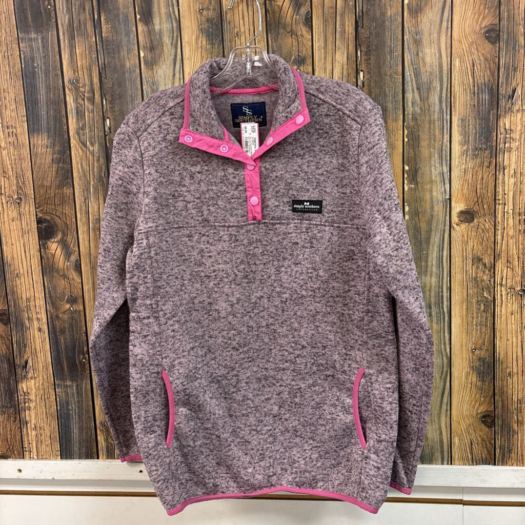Simply Southern Pink Marled Pullover, Womens L