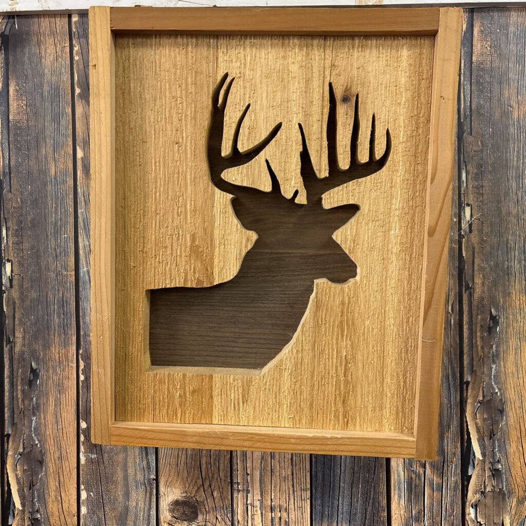 Wood Deer Picture 12x14in