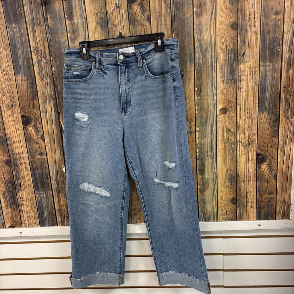 Jessica Simpson Distressed Wide Leg Boyfriend Jeans, Womens 6