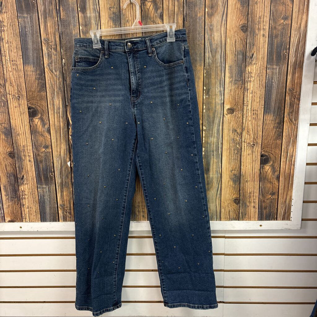 Jessica Simpson Rhinestone Wide Leg Boyfriend Jeans, Womens 6